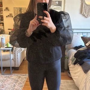 Organza sleeve sweatshirt top